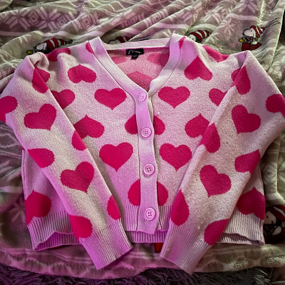 heart pattern girls sweater